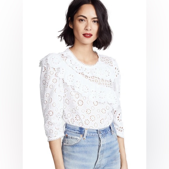 Sea New York Edie Eyelet lace 3/4 sleeve top - Picture 1 of 3